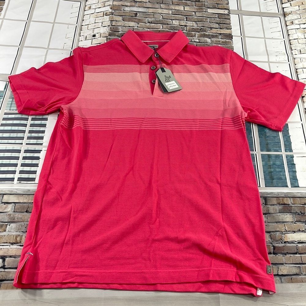 NWT Men’s Ashworth Pink Polo Button Up  Short Sleeve  Casual Shirt (M) GE06